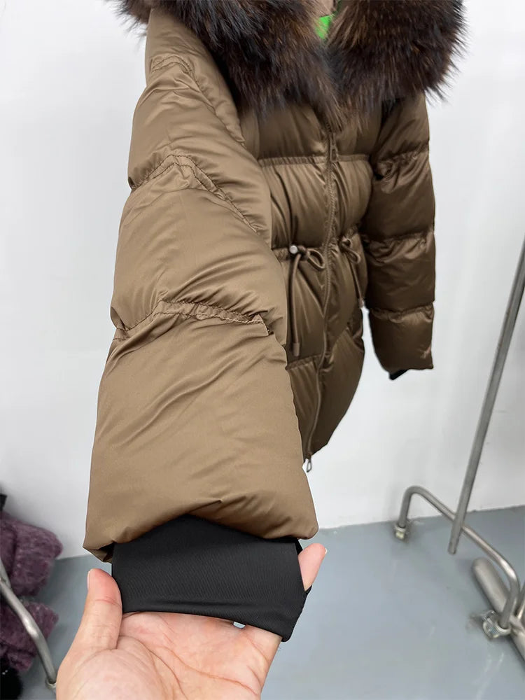 2025 New Fashion Winter Goose Down Jacket Natural Fox Raccoon Fur Collar Parkas Luxury Warm Puffer Jackets Clothing Women