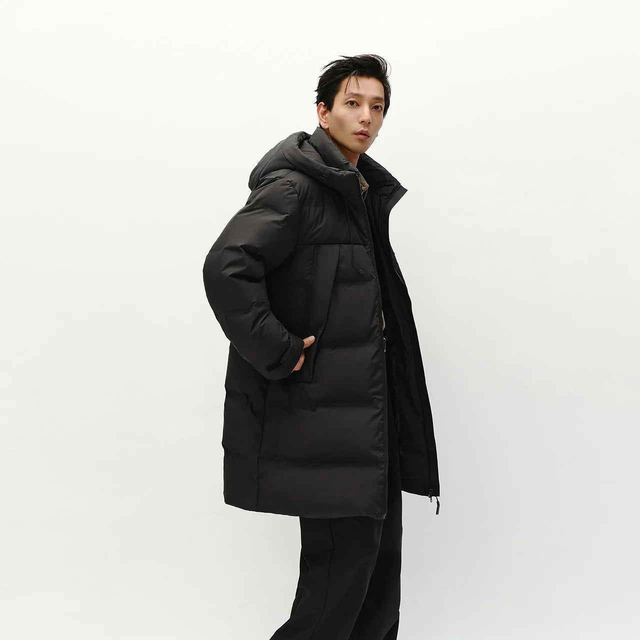 Semir Down Jacket Men Long Hooded Loose Simple Versatile 2025 Winter Man Clothes Winter Outerwear