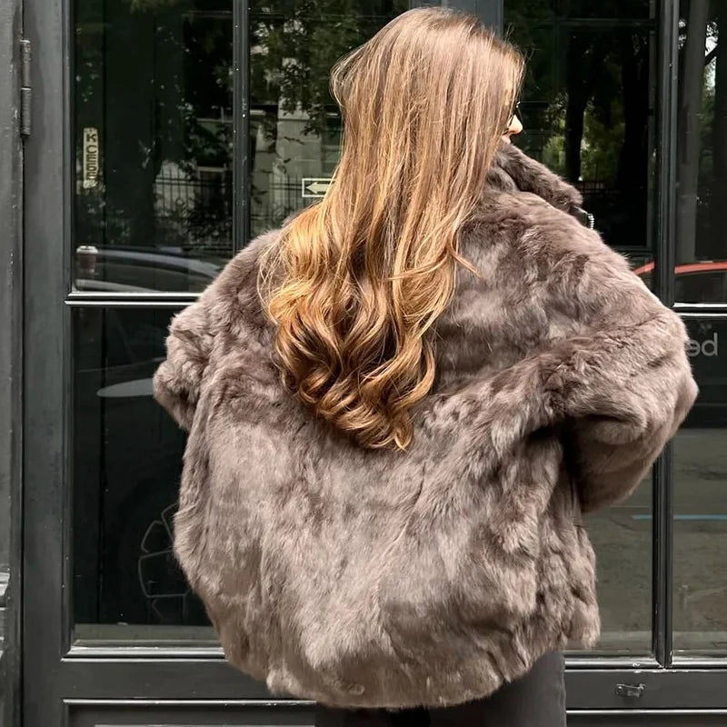 Women's Winter Jacket 2025 New Hot Natural Real Rabbit Fur Parka Coat Luxury Female With Warm Outerwears Fashion Trend Clothes