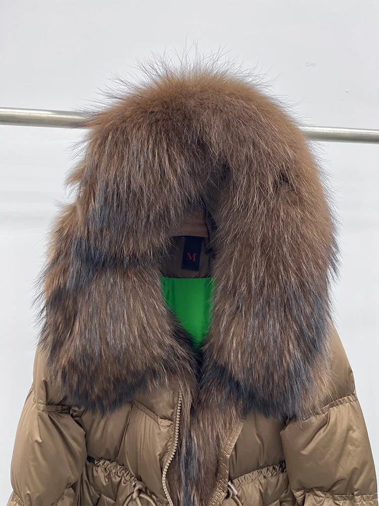 2025 New Fashion Winter Goose Down Jacket Natural Fox Raccoon Fur Collar Parkas Luxury Warm Puffer Jackets Clothing Women