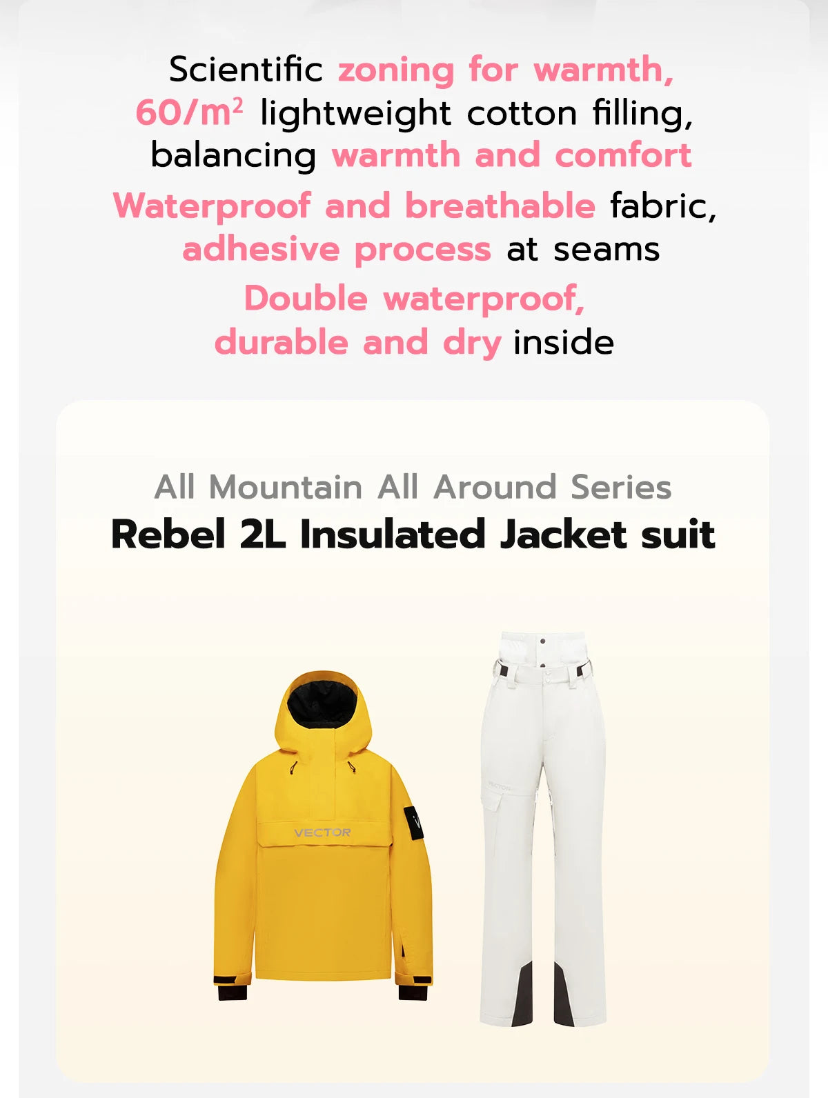 VECTOR Brand Adult Ski Wear Women Man Hooded Sweater Trend Ski Wear Thickened Warmth and Waterproof Equipment Jacket Women