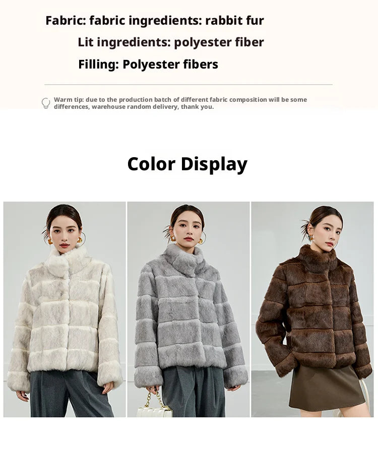 2025 Women's 100% Natural Rabbit Fur Jacket – Elegant and Warm Luxury Winter Outerwear