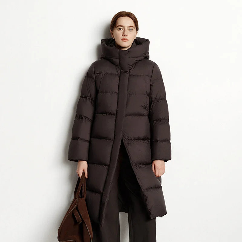 Semir Down Jacket Women Winter Long 90% Duck Down Waterproof Oil-proof Stain-proof 2025 New Solid Hooded winter woman clothes