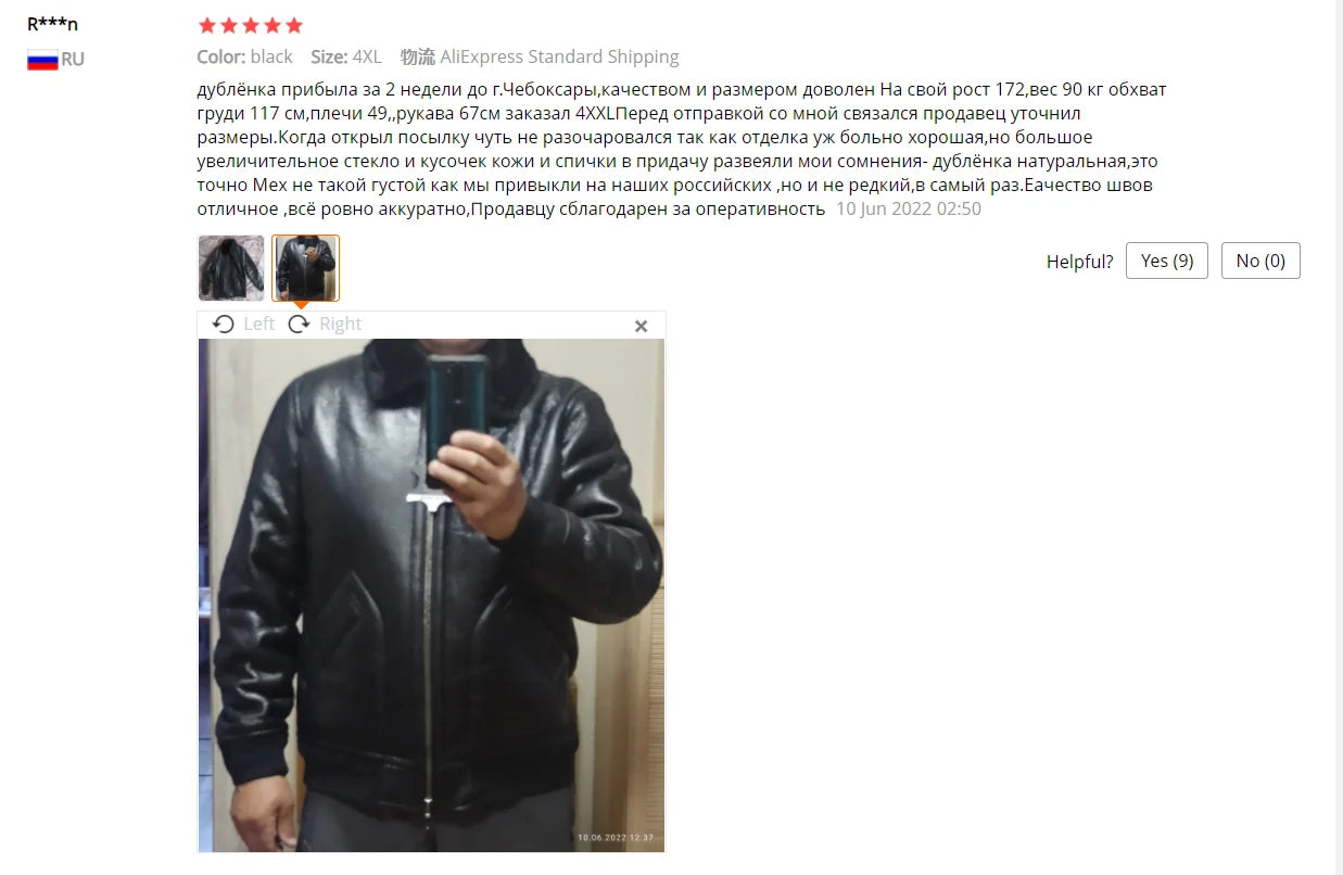 AYUNSUE 2022 Genuine Sheepskin Winter Jacket Male Leather Jackets Black Warm Nature Real Sheep Fur Coat Men Clothes Veste Homme