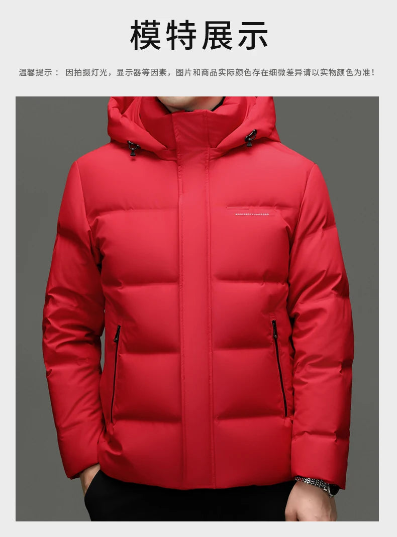 Real 85% Goose Down Jacket Men 2025 Winter Warm Puffer Coat Luxury Hood Thermal Outdoor Jacket Goose Down Parkas Zipper Clothes