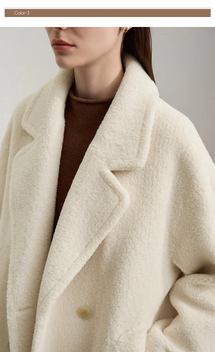 Amii 2025 Winter Minimalist Double-Breasted Women's Fur Coat – Loose, Warm & Elegant Long Jacket