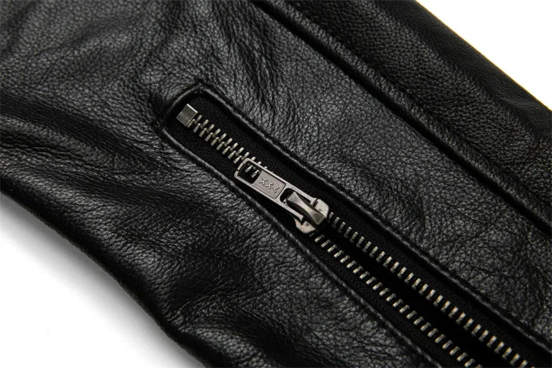 Real Cowhide Leather Jacket Men Leather Coat Motor Biker Clothing Riding Clothes Autumn Men Fashion Motorcycle Leather Jacket