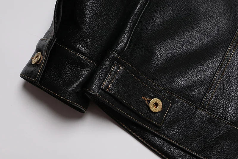 Classical 506 Denim Genuine Leather Jacket Man Casual Natural Cowhide Clothes Slim Fashion Coat High Quality Clothing