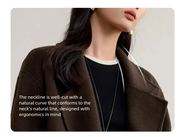 SENTUBILA Women's 100% Wool Long Coat Winter 2025 Classic Elegant Commuter Style Double-Faced Overcoat Ladies Clothes W54OA8780
