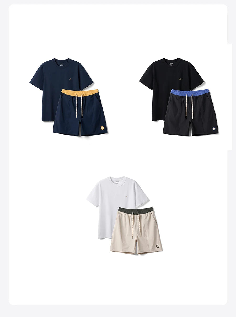 SIMWOOD 2025 Summer New  Men's T-Shirts and Shorts Set Summer Outfits Fashion Casual Short Sleeve Suit