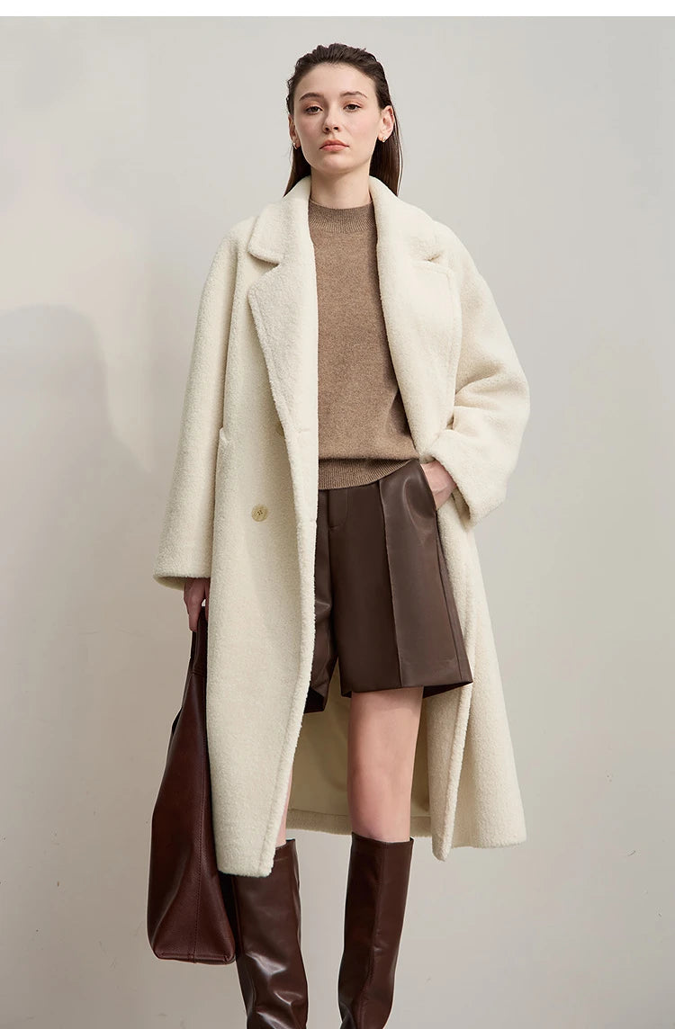 Amii 2025 Winter Minimalist Double-Breasted Women's Fur Coat – Loose, Warm & Elegant Long Jacket