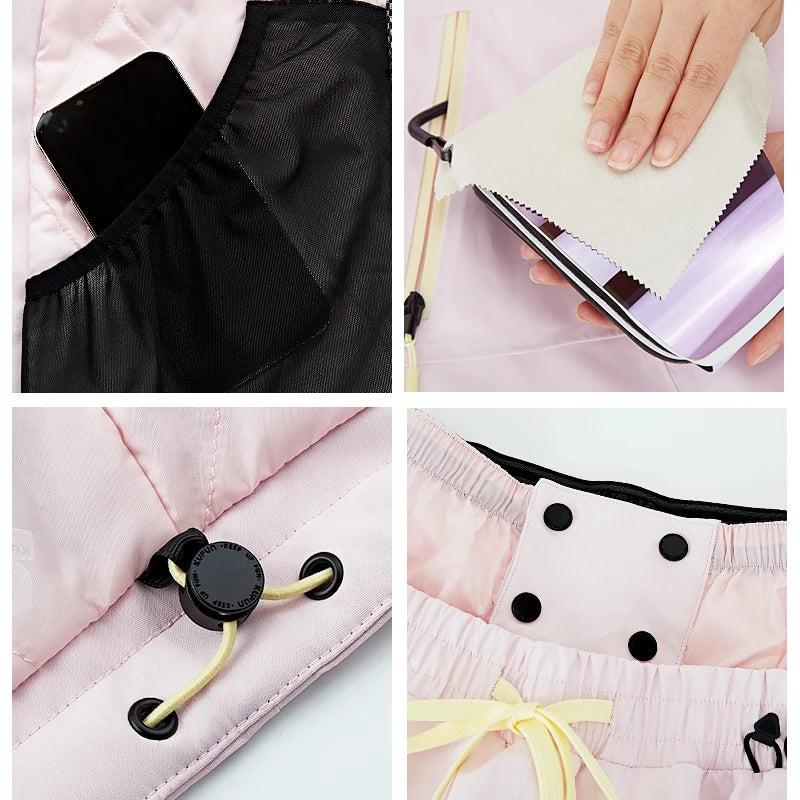 KUFUN Ski Wear Outfits Snowboard Waterproof Windproof Thickened 3L Snow Jacket Top Pants Trousers Loose Casual Man Lady Teenager