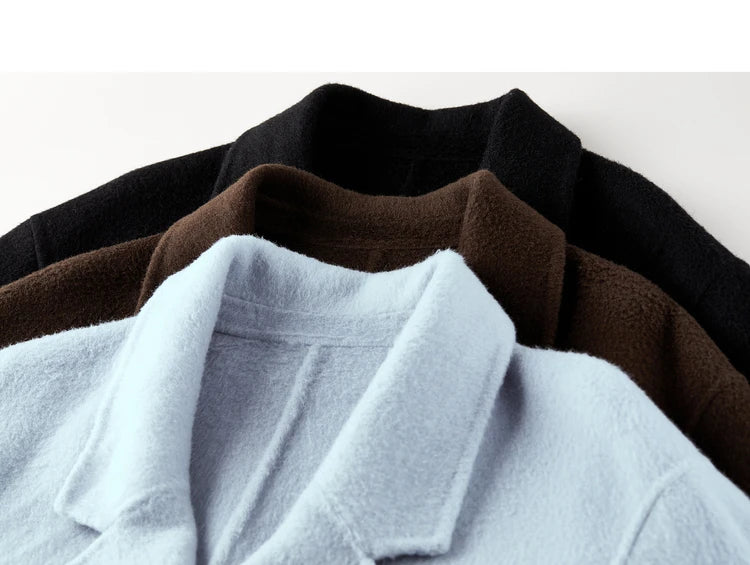 SENTUBILA Women's 100% Wool Long Coat Winter 2025 Classic Elegant Commuter Style Double-Faced Overcoat Ladies Clothes W54OA8780