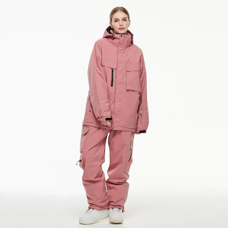 New Men Women Snow Clothes Snowboarding Suit Winter Windproof Waterproof Warm Ski Suit for Couple Jacket Pants Set Multi Color