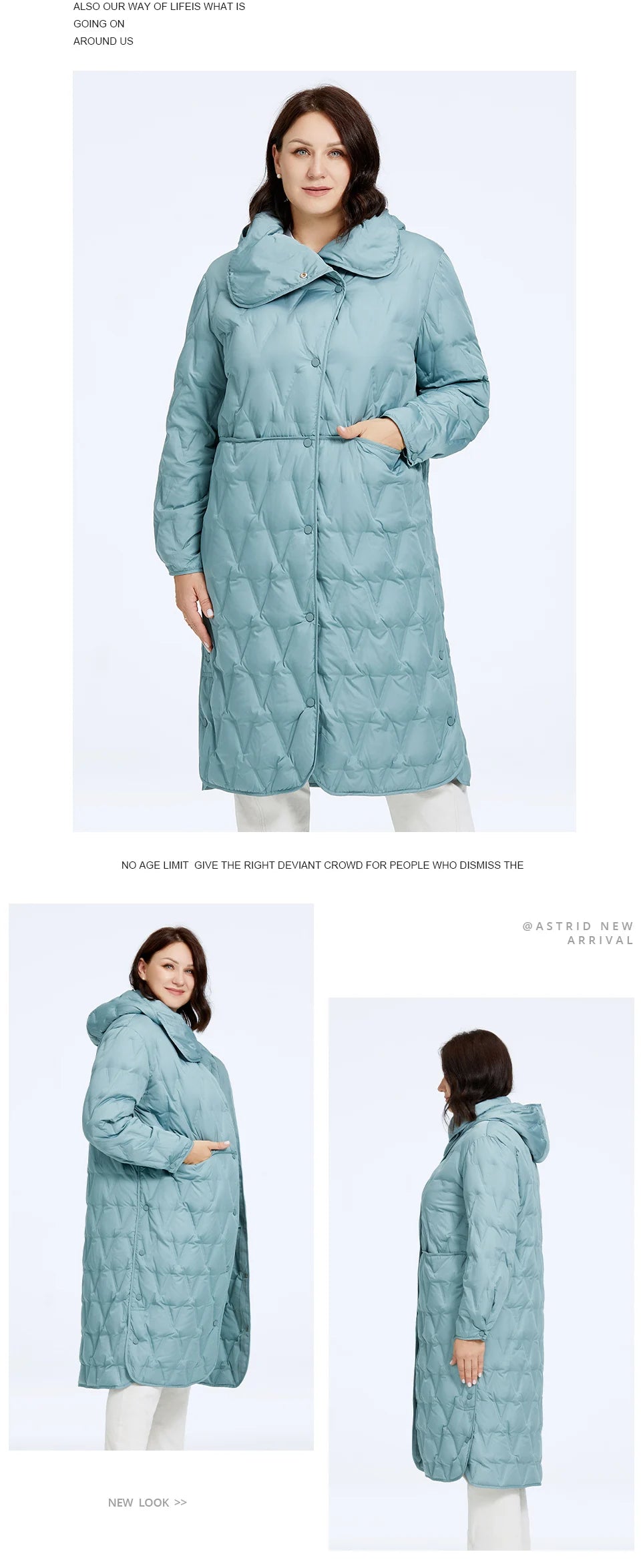 Astrid 2023 Plus Size Women's Winter Parka – Thick Bio Down Hooded Quilted Coat