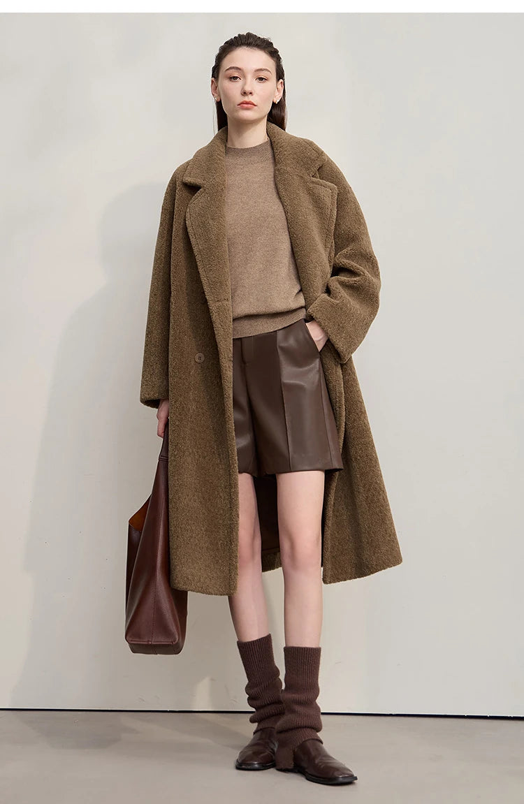 Amii 2025 Winter Minimalist Double-Breasted Women's Fur Coat – Loose, Warm & Elegant Long Jacket