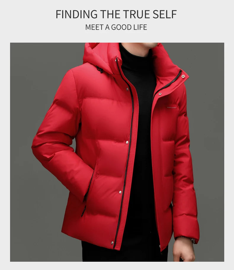 Real 85% Goose Down Jacket Men 2025 Winter Warm Puffer Coat Luxury Hood Thermal Outdoor Jacket Goose Down Parkas Zipper Clothes