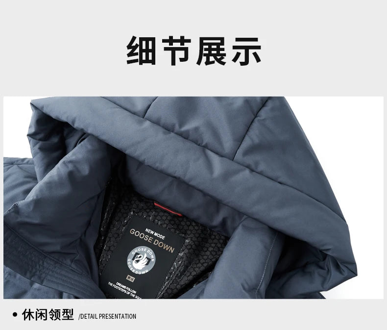 Real 85% Goose Down Jacket Men 2025 Winter Warm Puffer Coat Luxury Hood Thermal Outdoor Jacket Goose Down Parkas Zipper Clothes