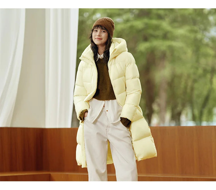 Semir Down Jacket Women Winter Long 90% Duck Down Waterproof Oil-proof Stain-proof 2025 New Solid Hooded winter woman clothes