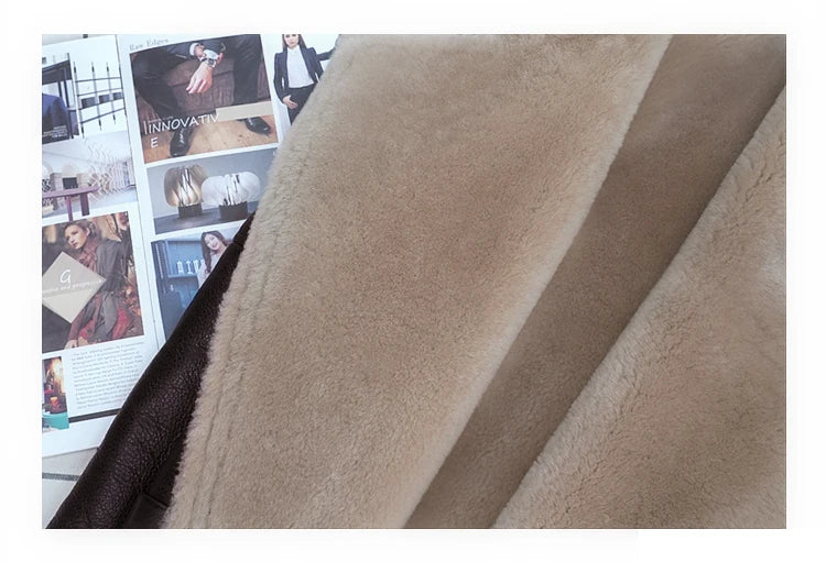 Natural Merino Sheepskin Wool Double Faced Fur Coat Women Motorcycle Leather Jacket Winter Clothes Woman 2024 дубленка женская