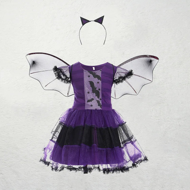 6 Styles Girls Halloween Witch Costume Kids Cosplay Bat Ghost Bride Little Red Riding Hood Dress Kids Carnival Party Clothes