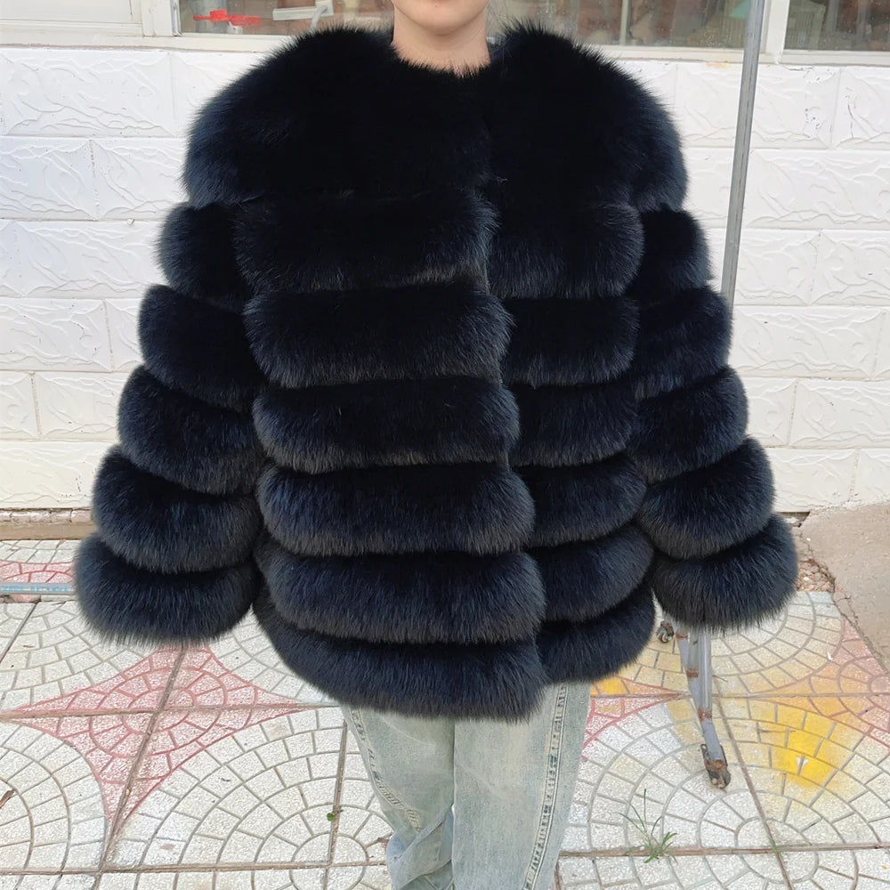 QUEENTINA Fox Fur 70cm Coat Real Winter Women'S New Fashion Furry 2025 Leather And Skin White Natural New In Coats & Jackets