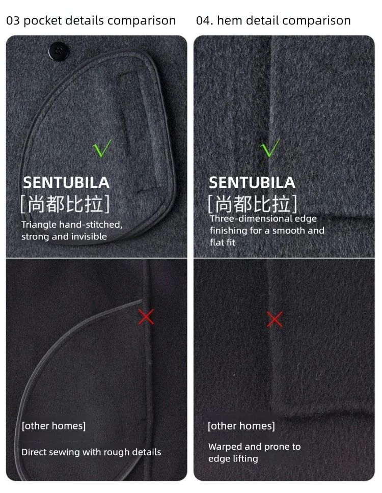 SENTUBILA Women's 100% Wool Long Coat Winter 2025 Classic Elegant Commuter Style Double-Faced Overcoat Ladies Clothes W54OA8780