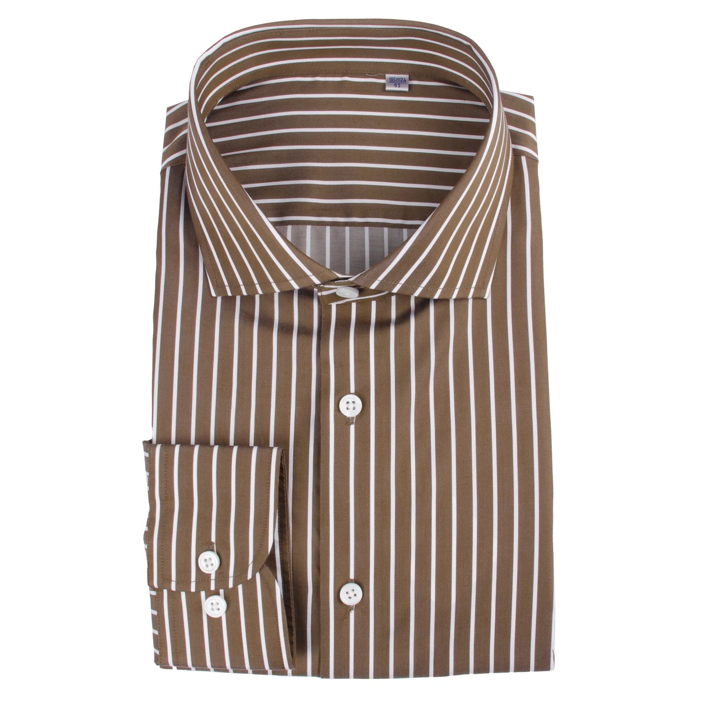 Luxury Dark Brown Chalk Stripe Shirt for Men – Tailor-Made Cotton Business Dress Shirt