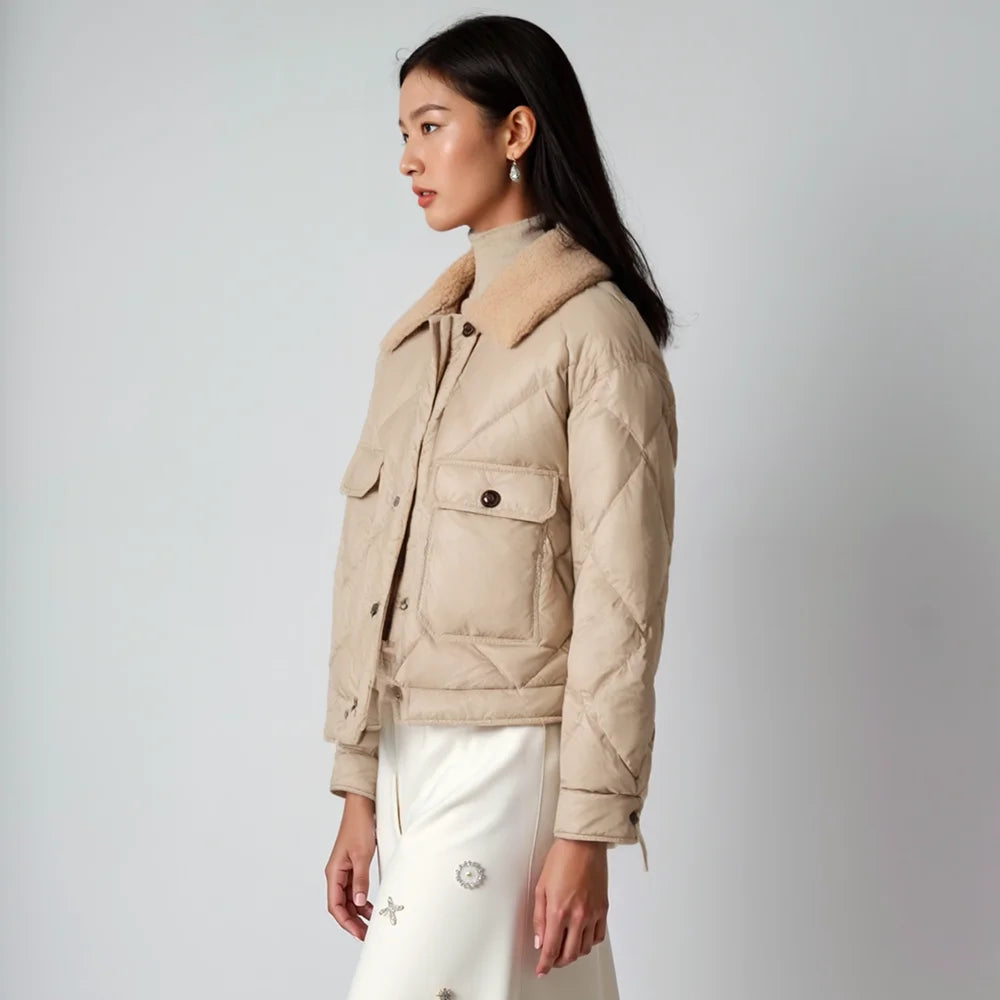 CA-42 High Quality Single Breasted Fur Collar 90% Duck Down Coat Clothes Women Down Coats For Winter Women's Down Coats