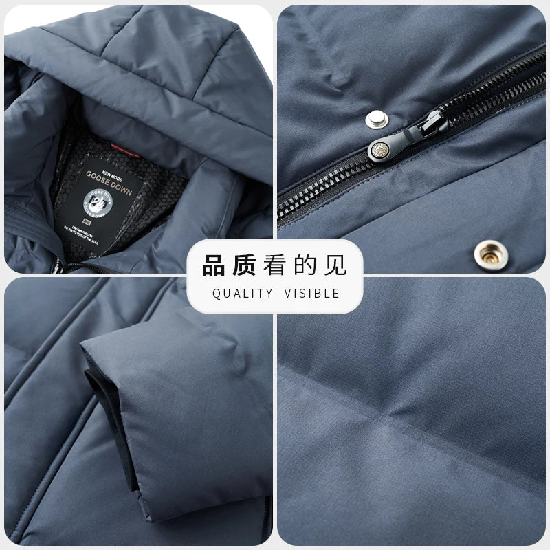 Real 85% Goose Down Jacket Men 2025 Winter Warm Puffer Coat Luxury Hood Thermal Outdoor Jacket Goose Down Parkas Zipper Clothes