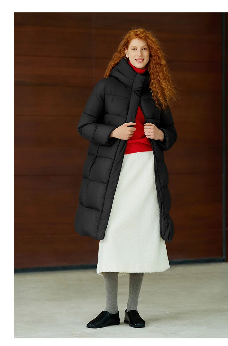 Semir Down Jacket Women Winter Long 90% Duck Down Waterproof Oil-proof Stain-proof 2025 New Solid Hooded winter woman clothes