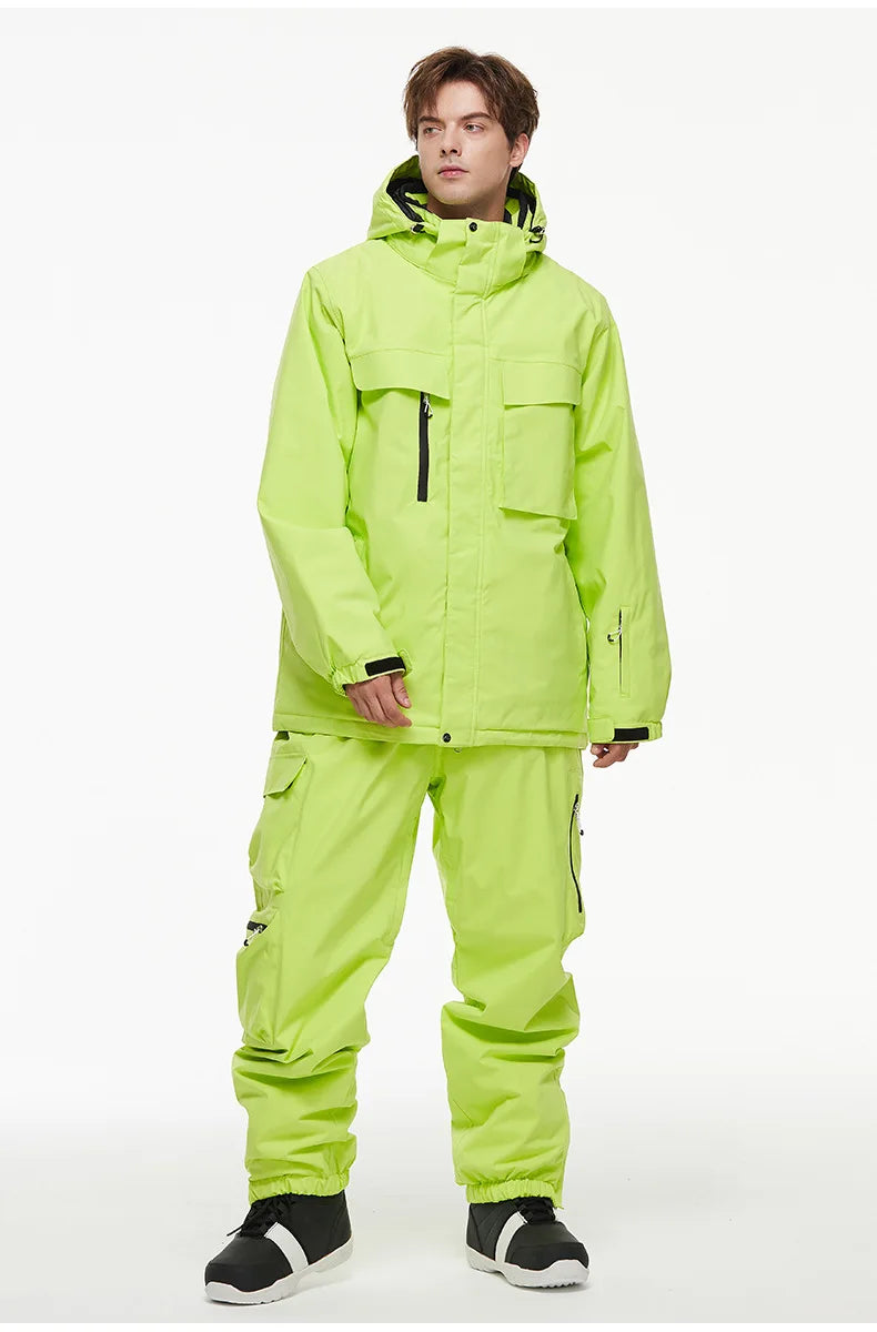 New Men Women Snow Clothes Snowboarding Suit Winter Windproof Waterproof Warm Ski Suit for Couple Jacket Pants Set Multi Color