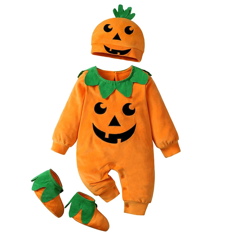 2025 Cosplay Pumpkin Jumpsuit Baby Girls Boys Halloween Costume Sets Carnival Party Clothes Baby Girl Set Holiday Gifts