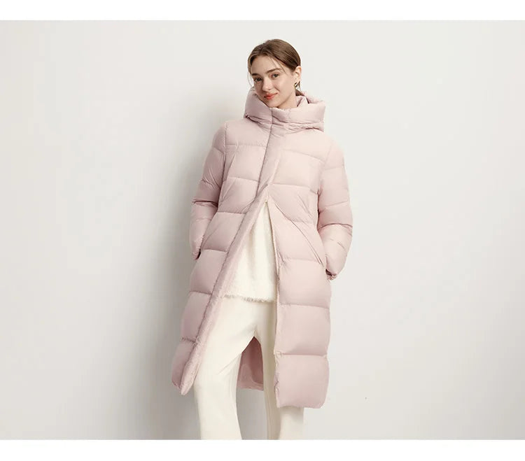 Semir Down Jacket Women Winter Long 90% Duck Down Waterproof Oil-proof Stain-proof 2025 New Solid Hooded winter woman clothes