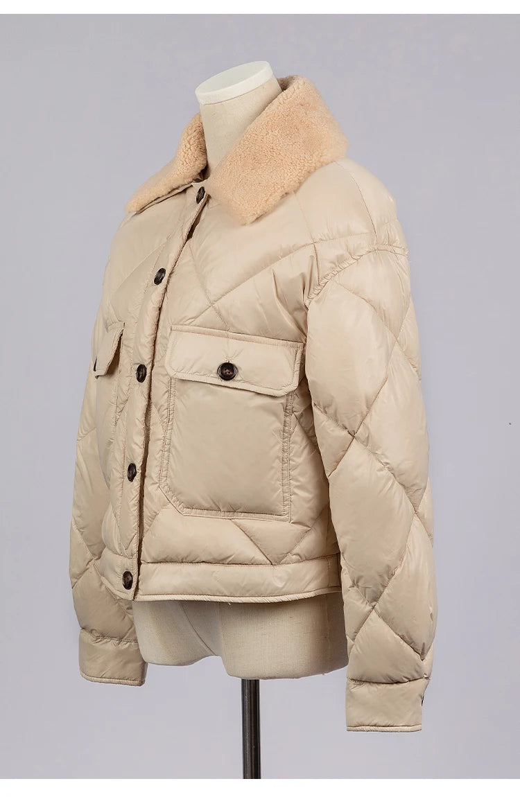 CA-42 High Quality Single Breasted Fur Collar 90% Duck Down Coat Clothes Women Down Coats For Winter Women's Down Coats