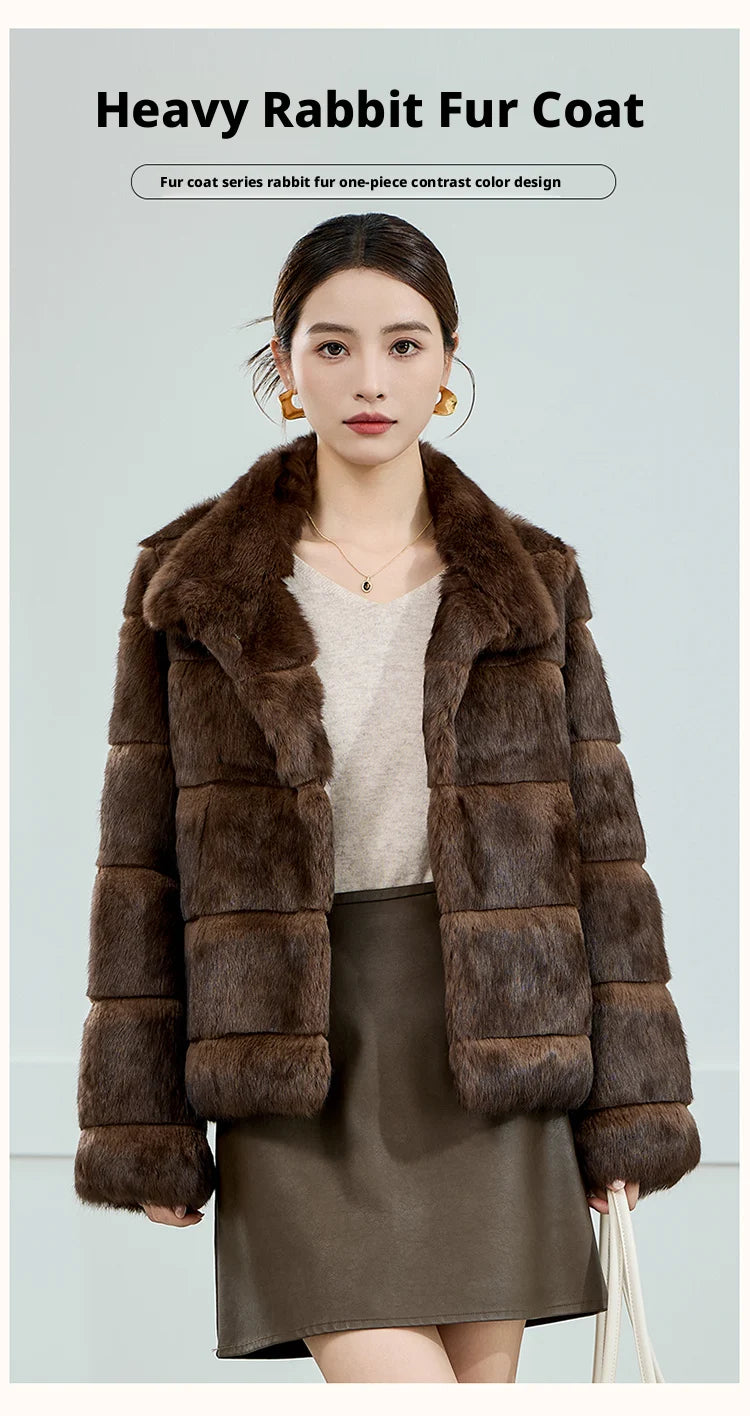 2025 Women's 100% Natural Rabbit Fur Jacket – Elegant and Warm Luxury Winter Outerwear