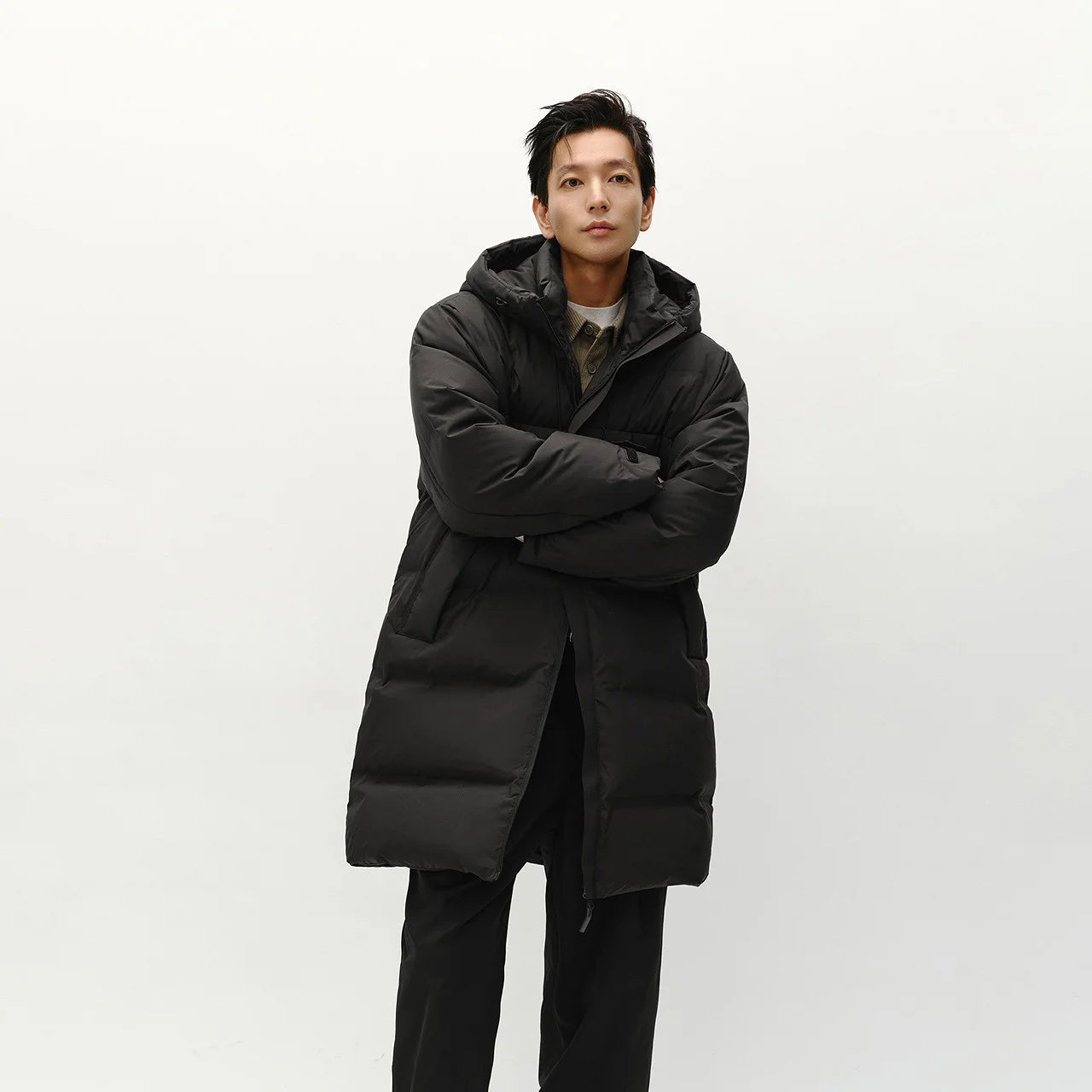 Semir Down Jacket Men Long Hooded Loose Simple Versatile 2025 Winter Man Clothes Winter Outerwear