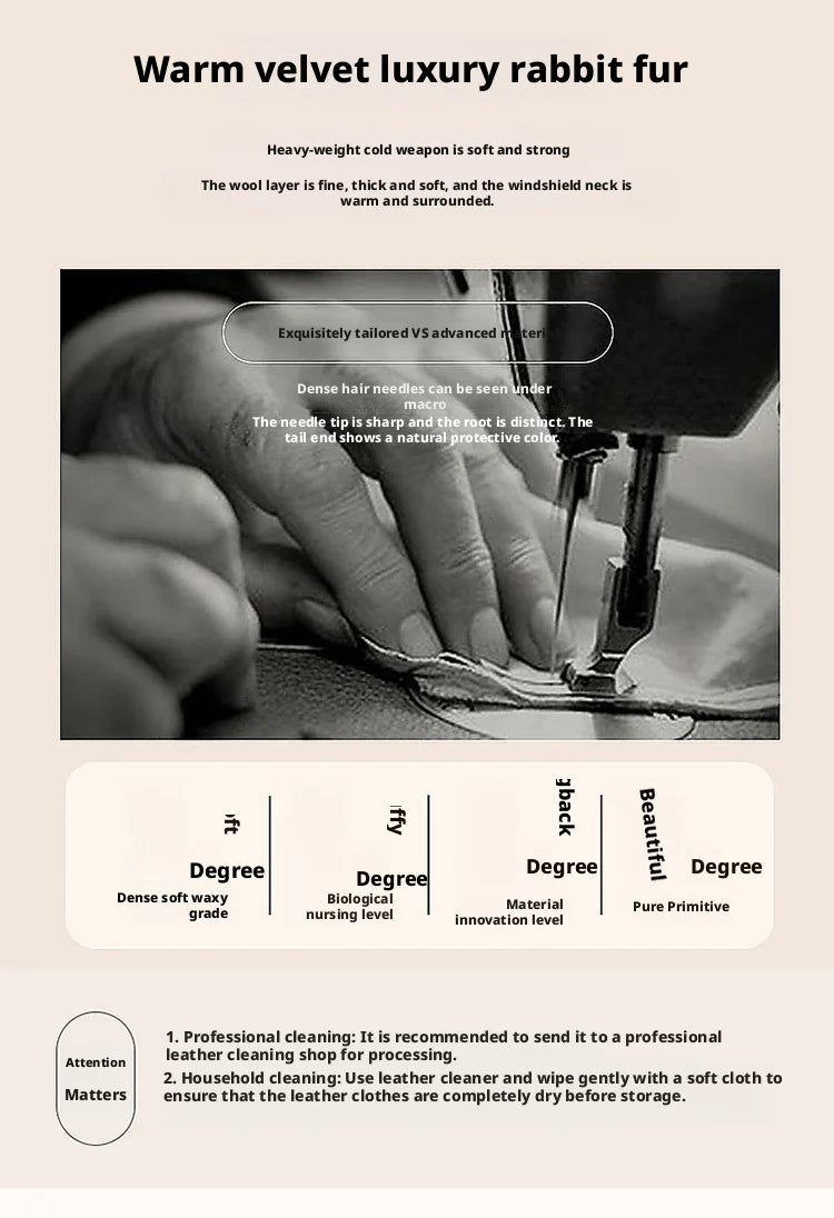 2025 Women's 100% Natural Rabbit Fur Jacket – Elegant and Warm Luxury Winter Outerwear