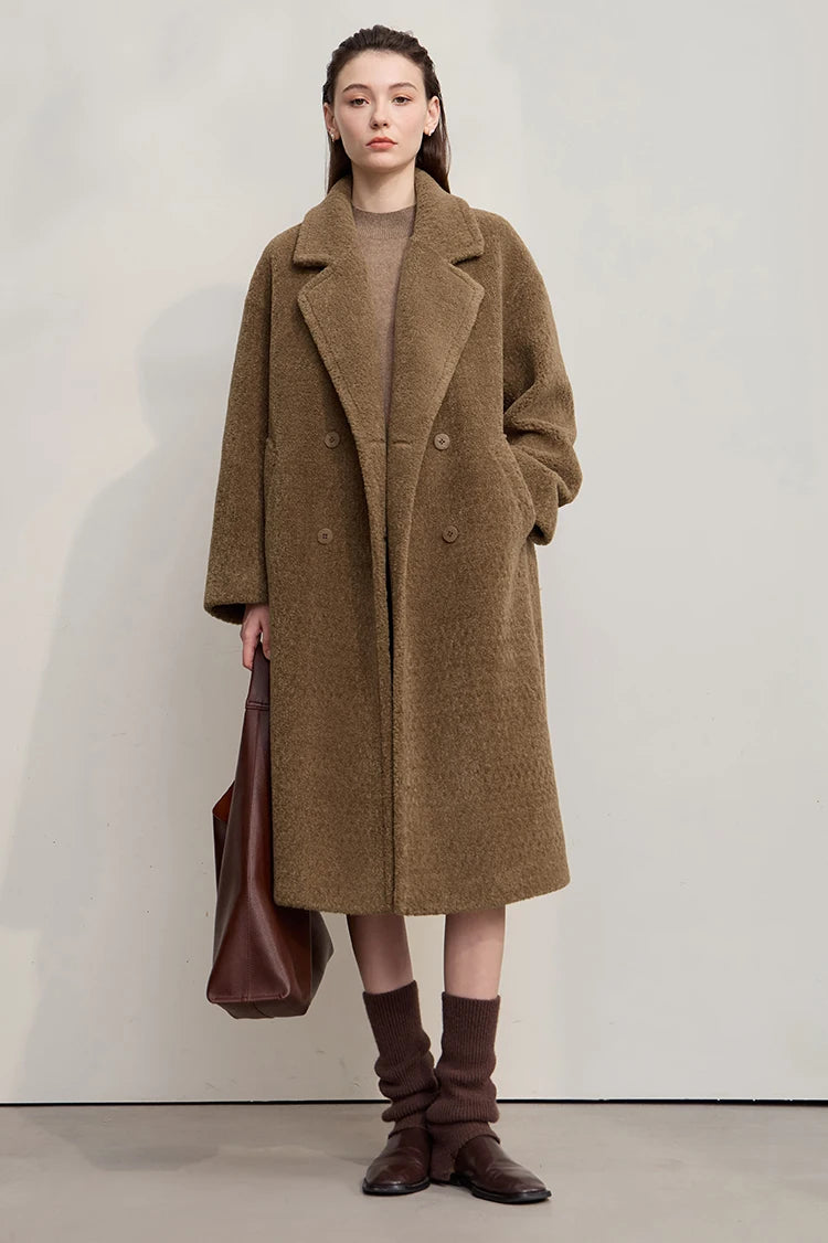 Amii 2025 Winter Minimalist Double-Breasted Women's Fur Coat – Loose, Warm & Elegant Long Jacket