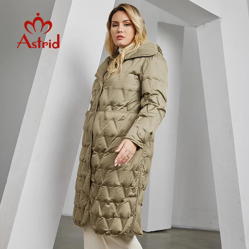 Astrid 2023 Plus Size Women's Winter Parka – Thick Bio Down Hooded Quilted Coat