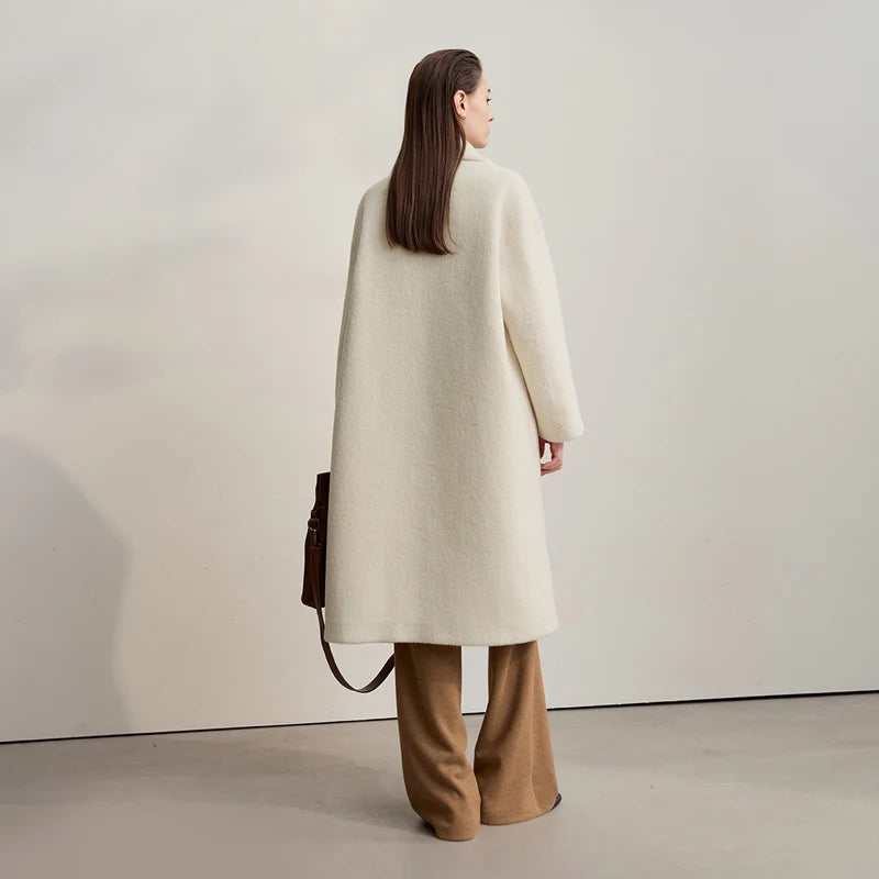 Amii 2025 Winter Minimalist Double-Breasted Women's Fur Coat – Loose, Warm & Elegant Long Jacket