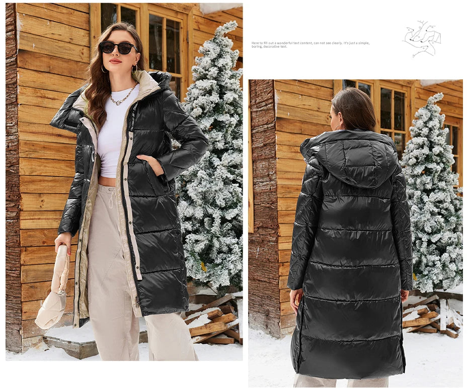 ICEbear 2024 Winter Fashionable Jacket Women's Hooded Warm Parkas Puffer Jackets Hight Quality Female Quilted Coat  GWD20155D