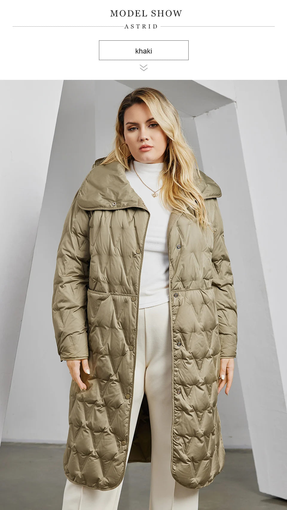 Astrid 2023 Plus Size Women's Winter Parka – Thick Bio Down Hooded Quilted Coat