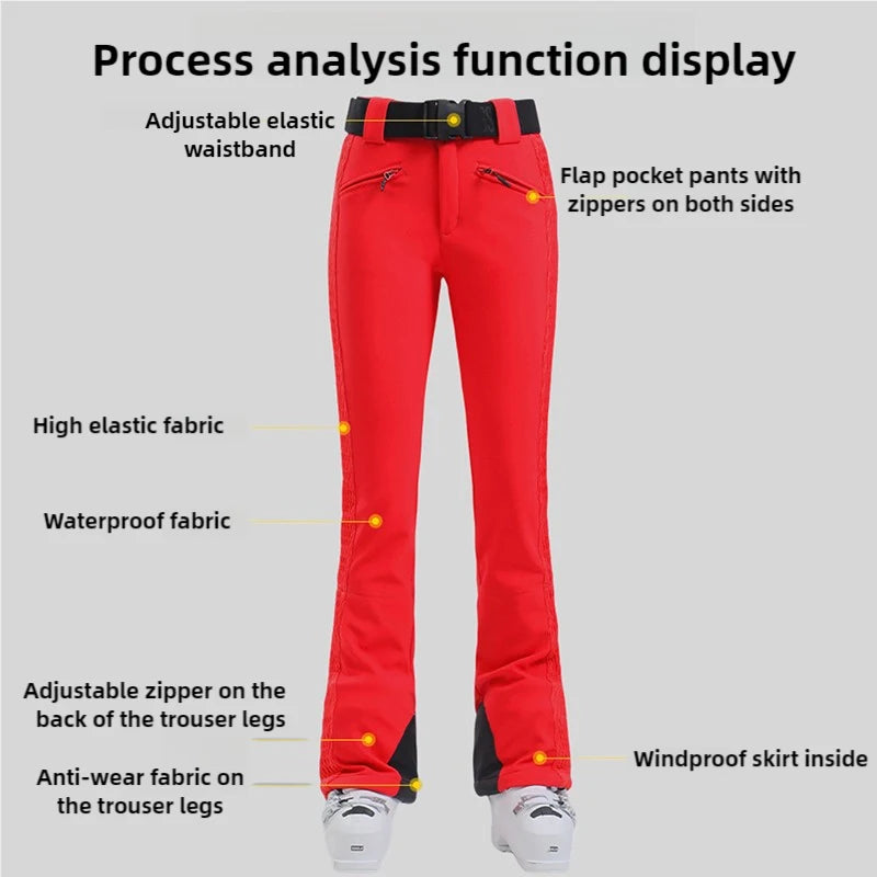 Female Slim Skiing Pants Outdoor Windproof Warm Snow Trousers New Elasticity Women Snowboard Clothes Winter Waterproof Britches