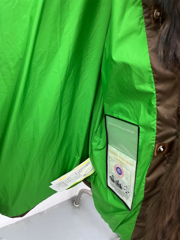 2025 New Fashion Winter Goose Down Jacket Natural Fox Raccoon Fur Collar Parkas Luxury Warm Puffer Jackets Clothing Women