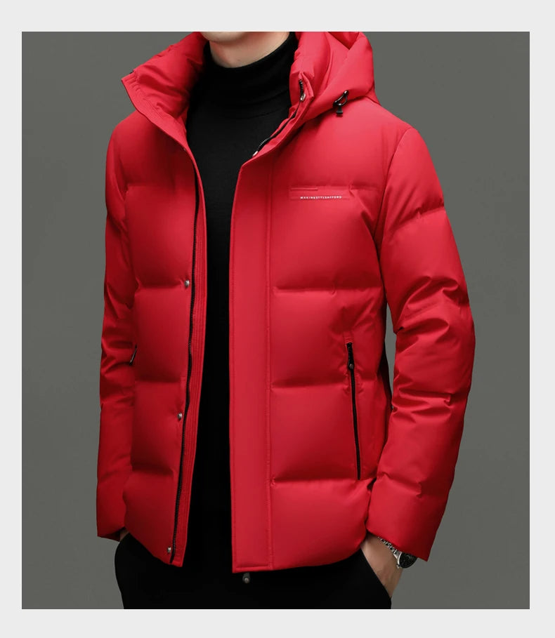 Real 85% Goose Down Jacket Men 2025 Winter Warm Puffer Coat Luxury Hood Thermal Outdoor Jacket Goose Down Parkas Zipper Clothes