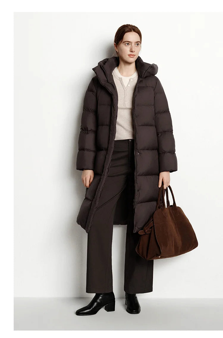 Semir Down Jacket Women Winter Long 90% Duck Down Waterproof Oil-proof Stain-proof 2025 New Solid Hooded winter woman clothes