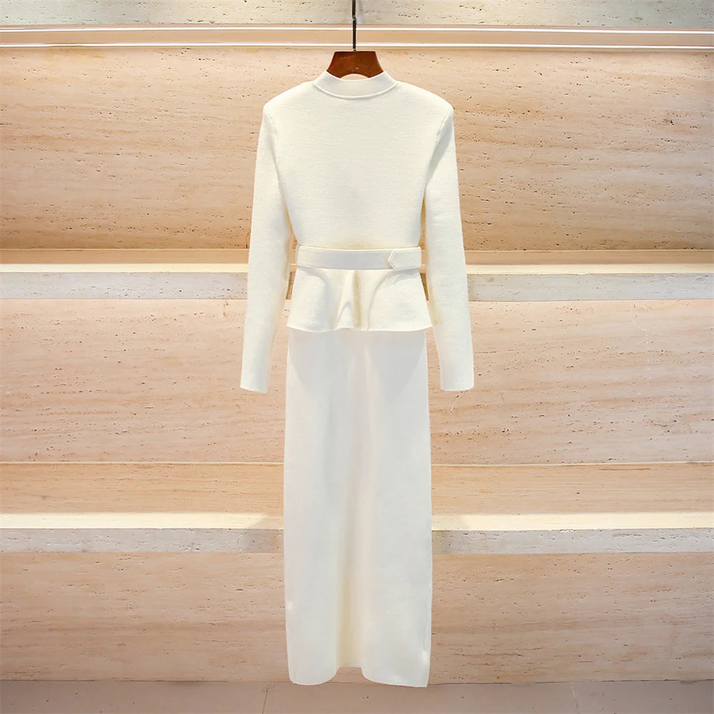 2025 Winter Women's Knitted Stretch Ruffled Corset Dress Elegant Ladies Dress y2k Clothes New Fashion High-Quality Party Skirt