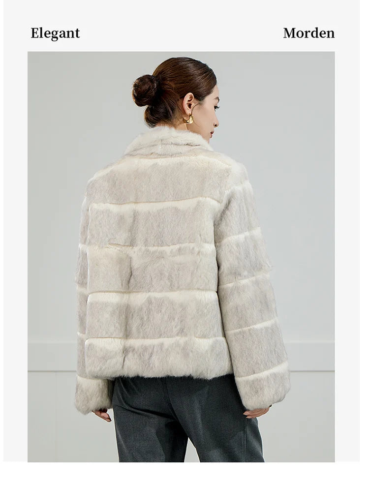 2025 Women's 100% Natural Rabbit Fur Jacket – Elegant and Warm Luxury Winter Outerwear