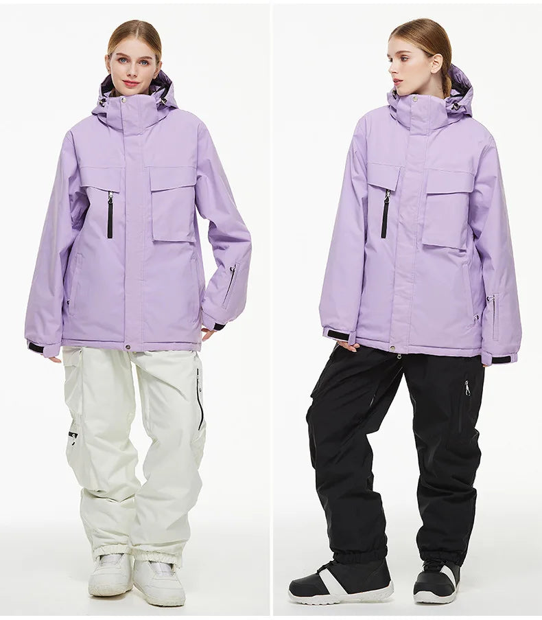New Men Women Snow Clothes Snowboarding Suit Winter Windproof Waterproof Warm Ski Suit for Couple Jacket Pants Set Multi Color